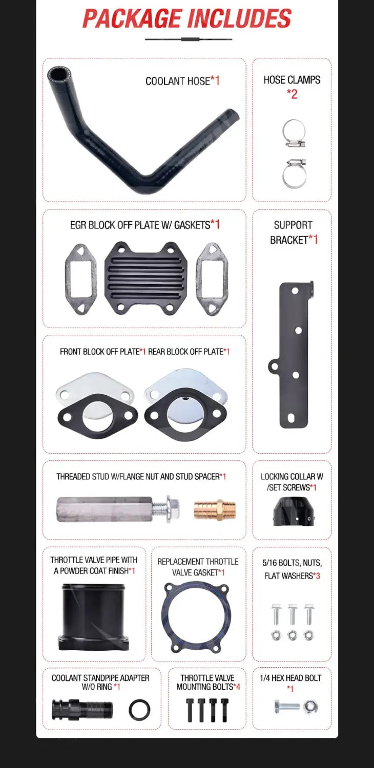 2013 2018 Cummins 6.7L EGR Plate Cooler & Throttle Valve Delete Kit for Dodge Ram 2500 3500 4500 5500