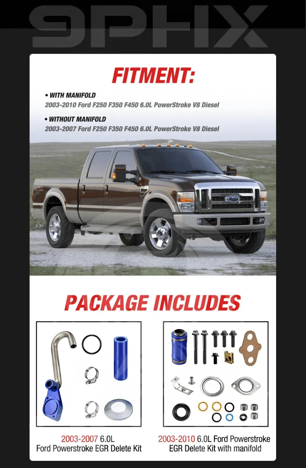 2003 2010 Powerstroke 6.0L EGR Delete Kit for Ford F250 F350 F450
