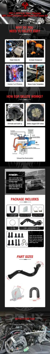 2007.5-2010 LMM Duramax EGR Delete Kit High Flow Intake Elbow Pipe for GMC Chevrolet